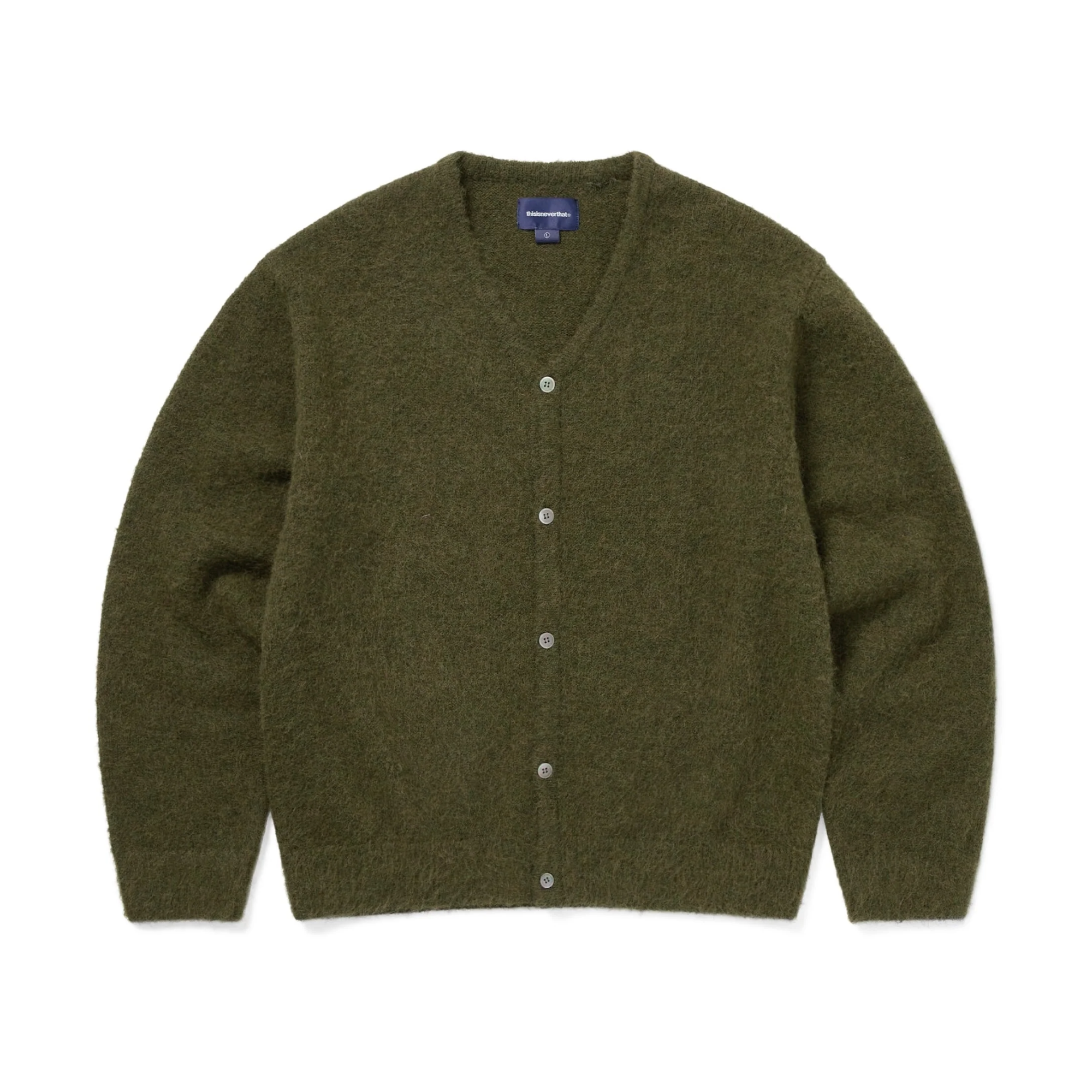 thisisneverthat Hairy Knit Cardigan Olive Green