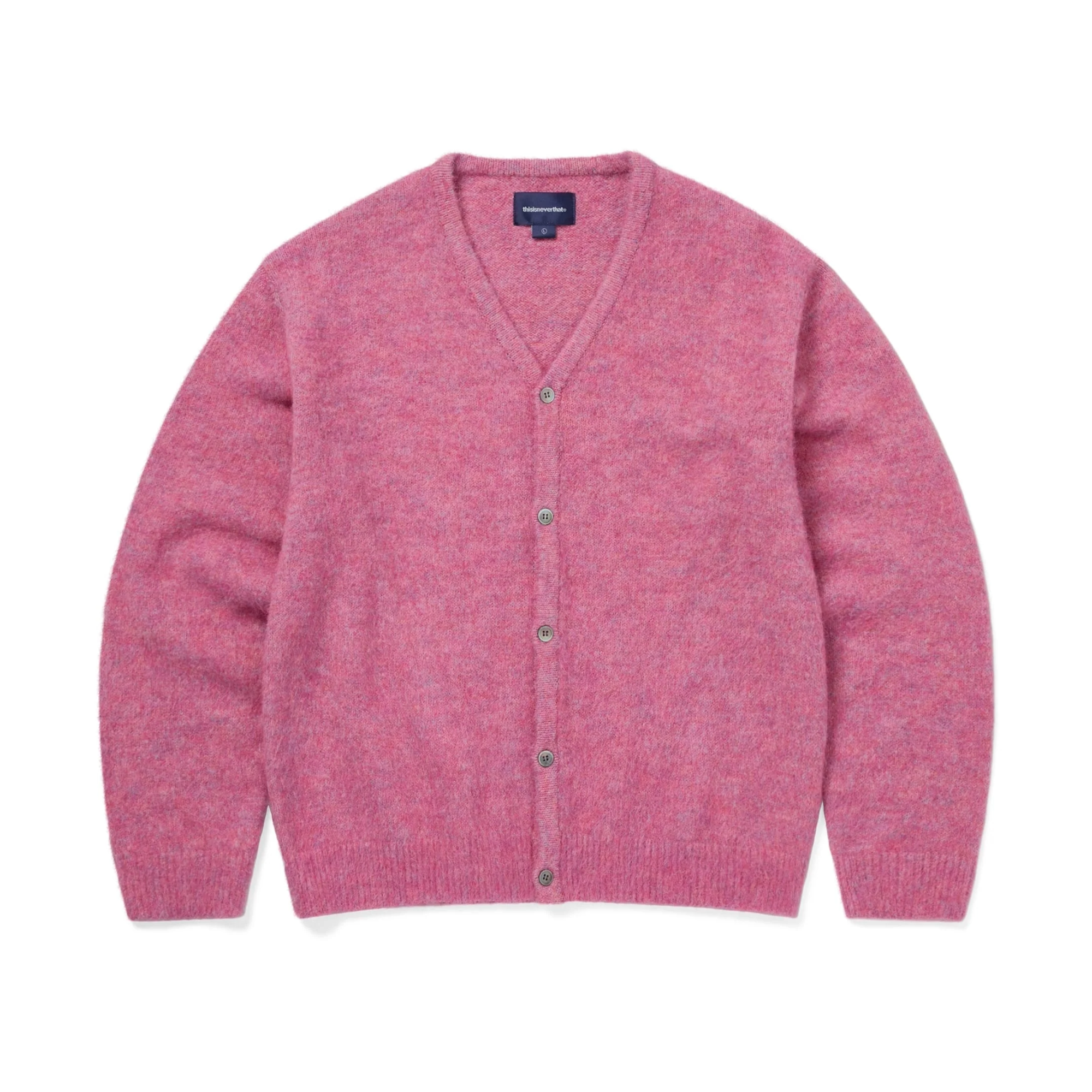 thisisneverthat Hairy Knit Cardigan Pink