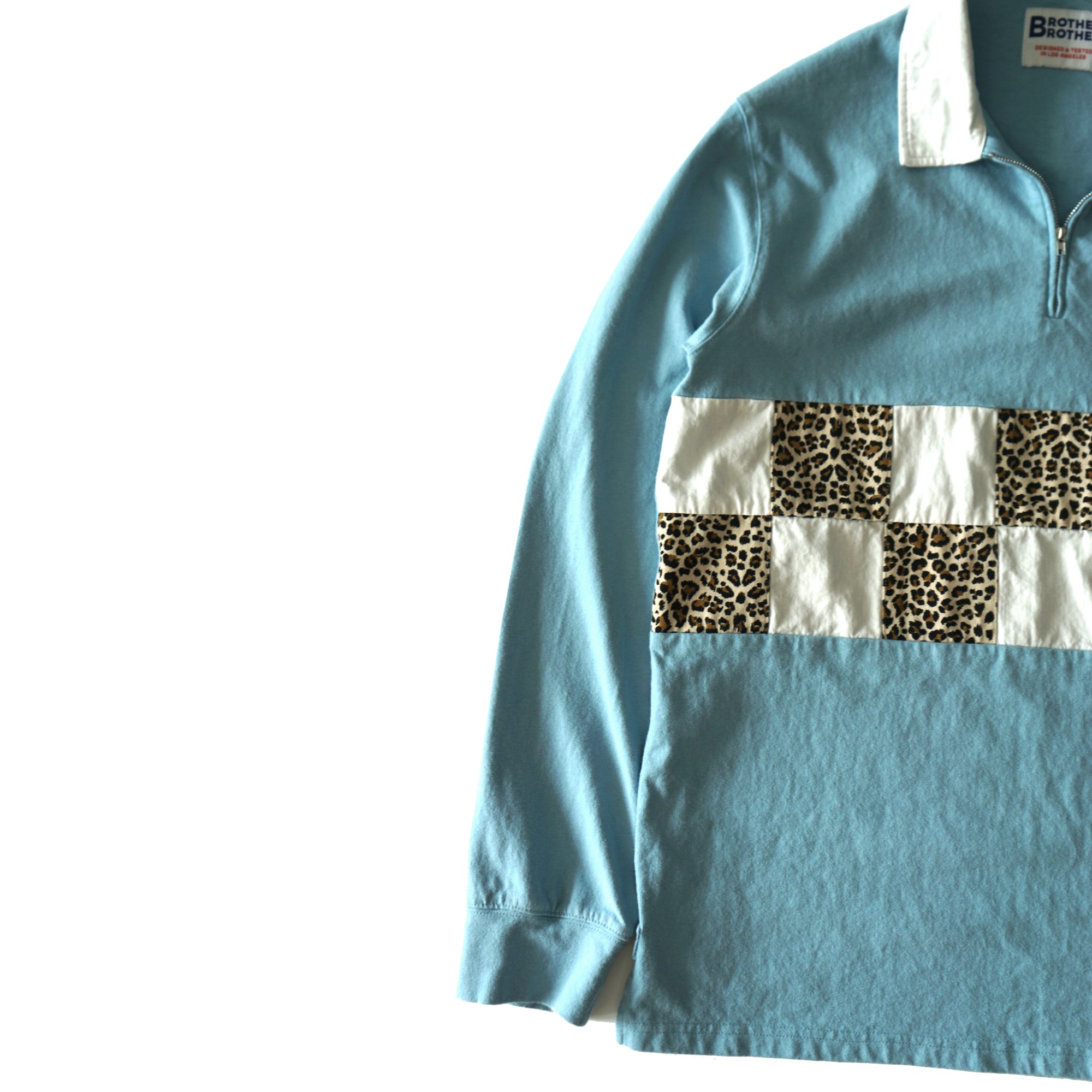 Brother Brother Check Panel Zip Rugby Shirt