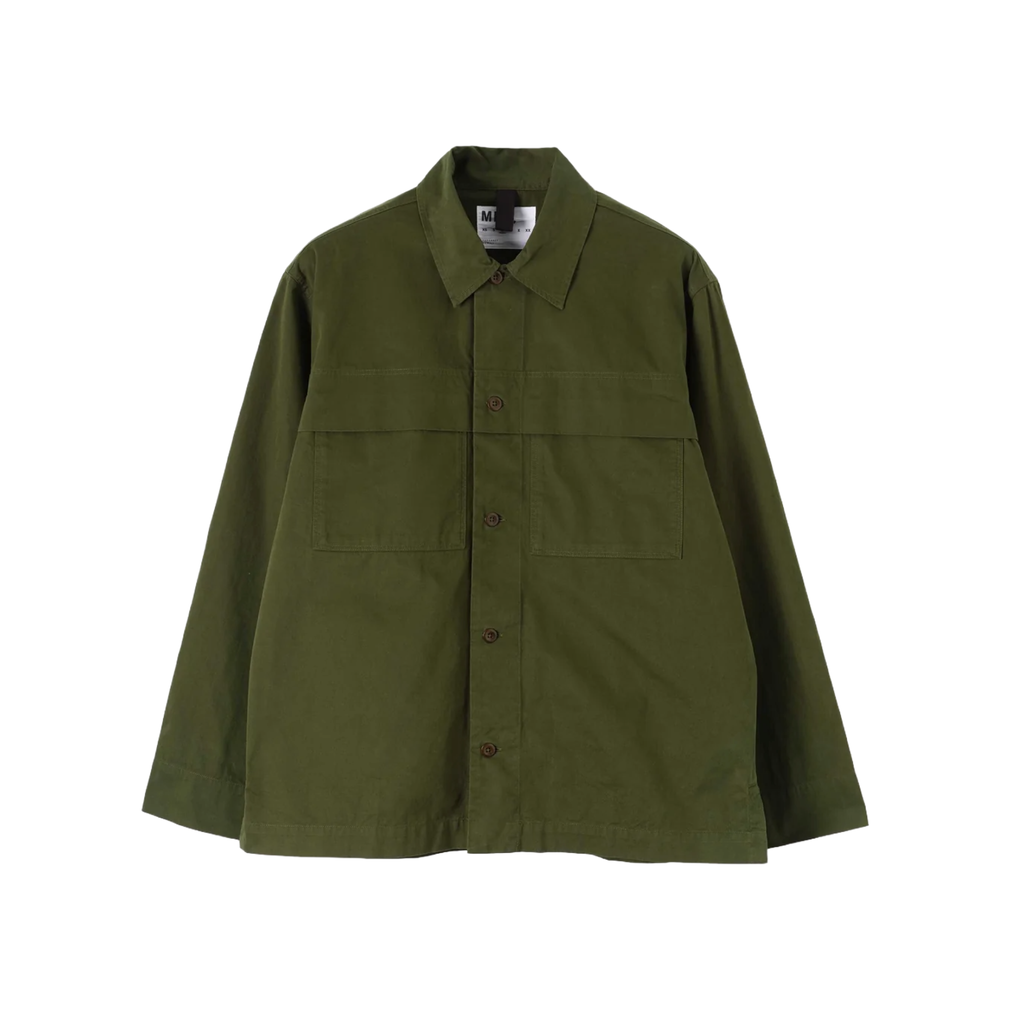 MHL. by Margaret Howell STORM FLAP SHIRT BRUSHED COTTON TWILL SEAWEED