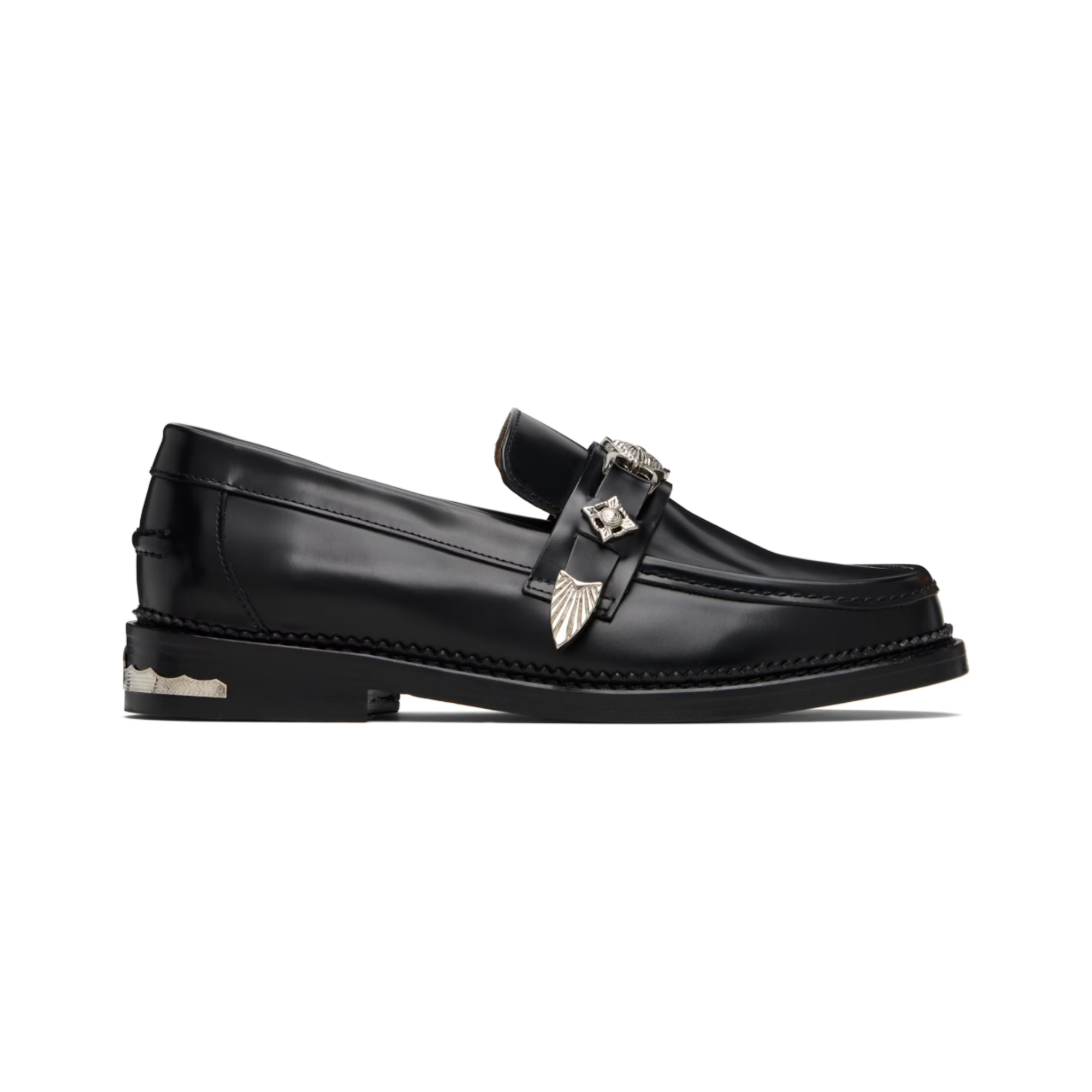 TOGA VIRILIS BLACK HARD LEATHER LOAFERS AJ826
