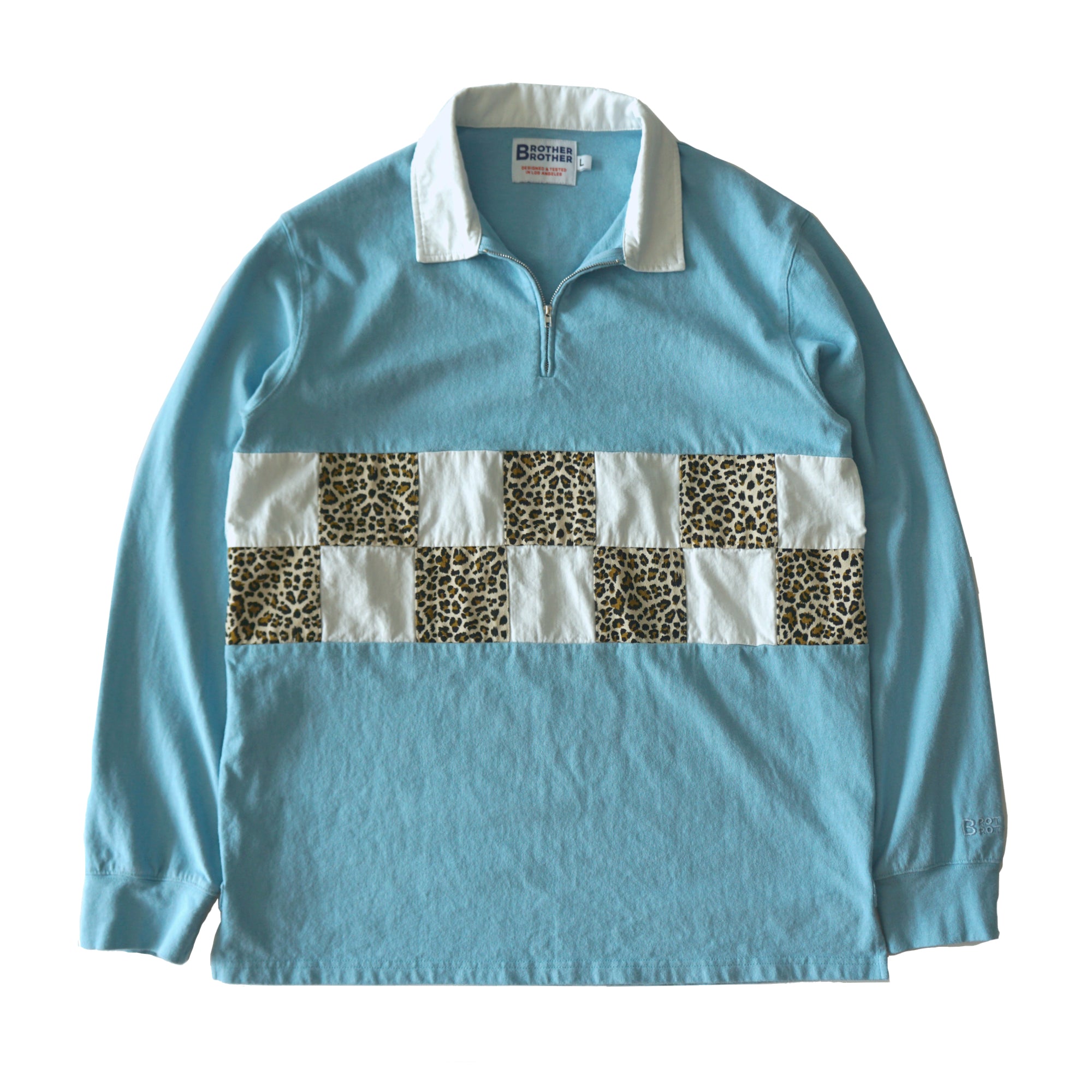 Brother Brother Check Panel Zip Rugby Shirt