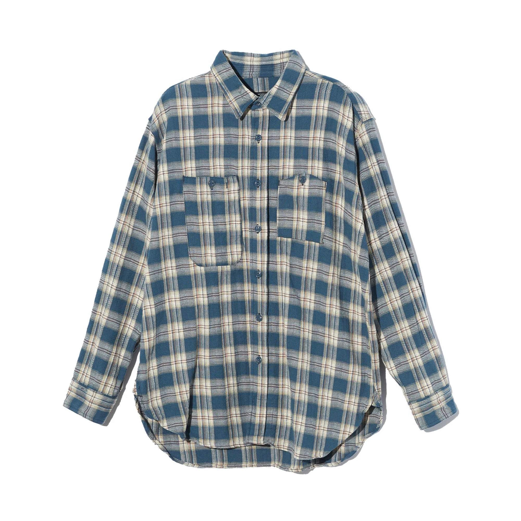 Engineered Garments Work Shirt Navy Cotton Plaid Jacquard