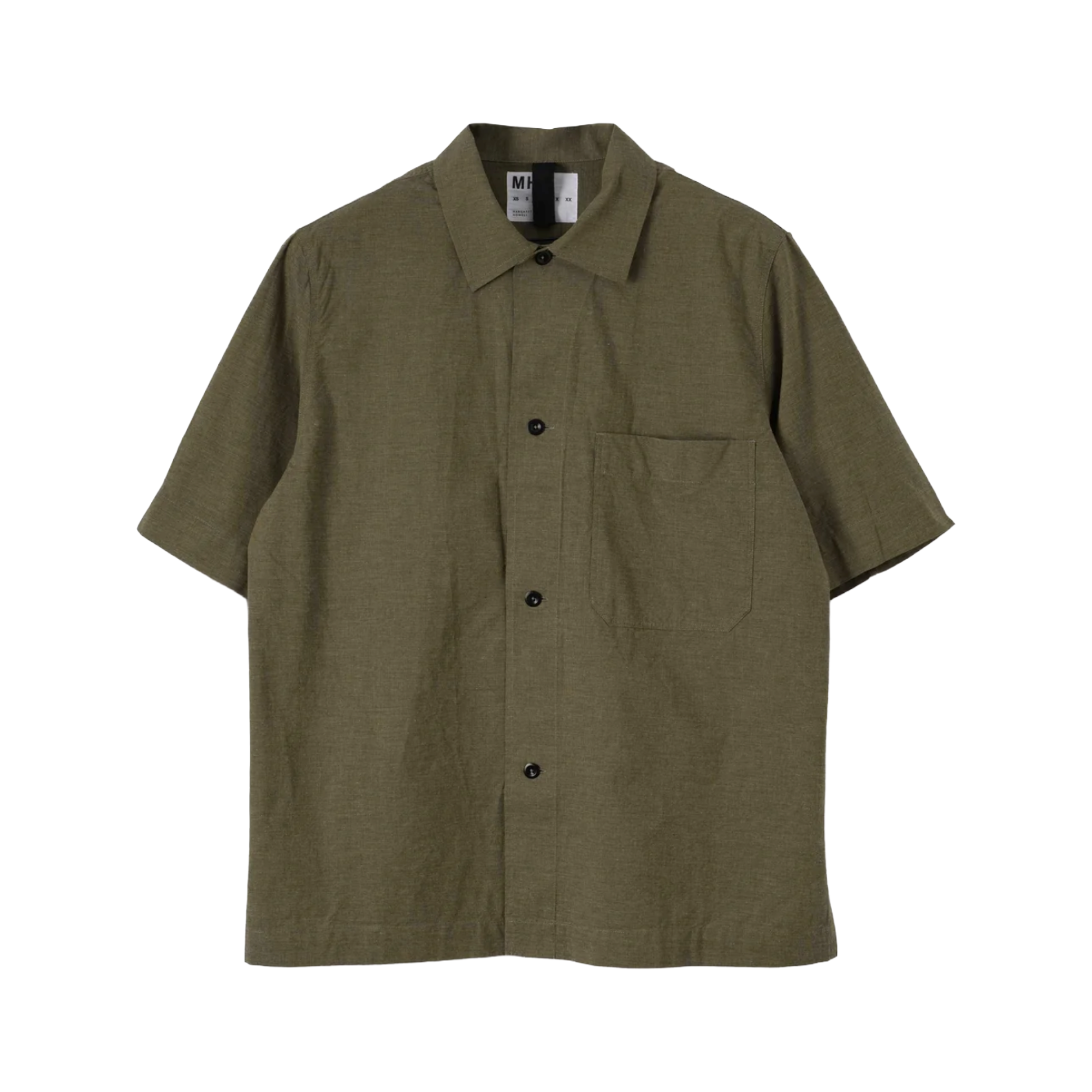 MHL. by Margaret Howell S/S PJ Shirt Dry Cotton End On End Moss
