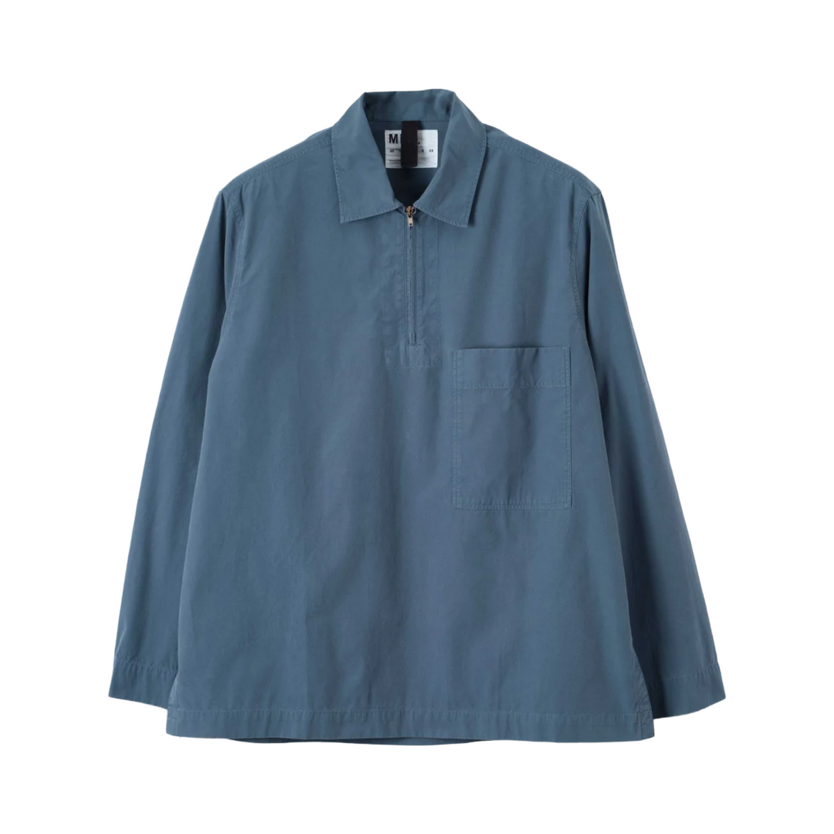 MHL.シャツ MHL. by Margaret Howell Long Sleeve Half Zip Pull On Shirt Uniform Blu
