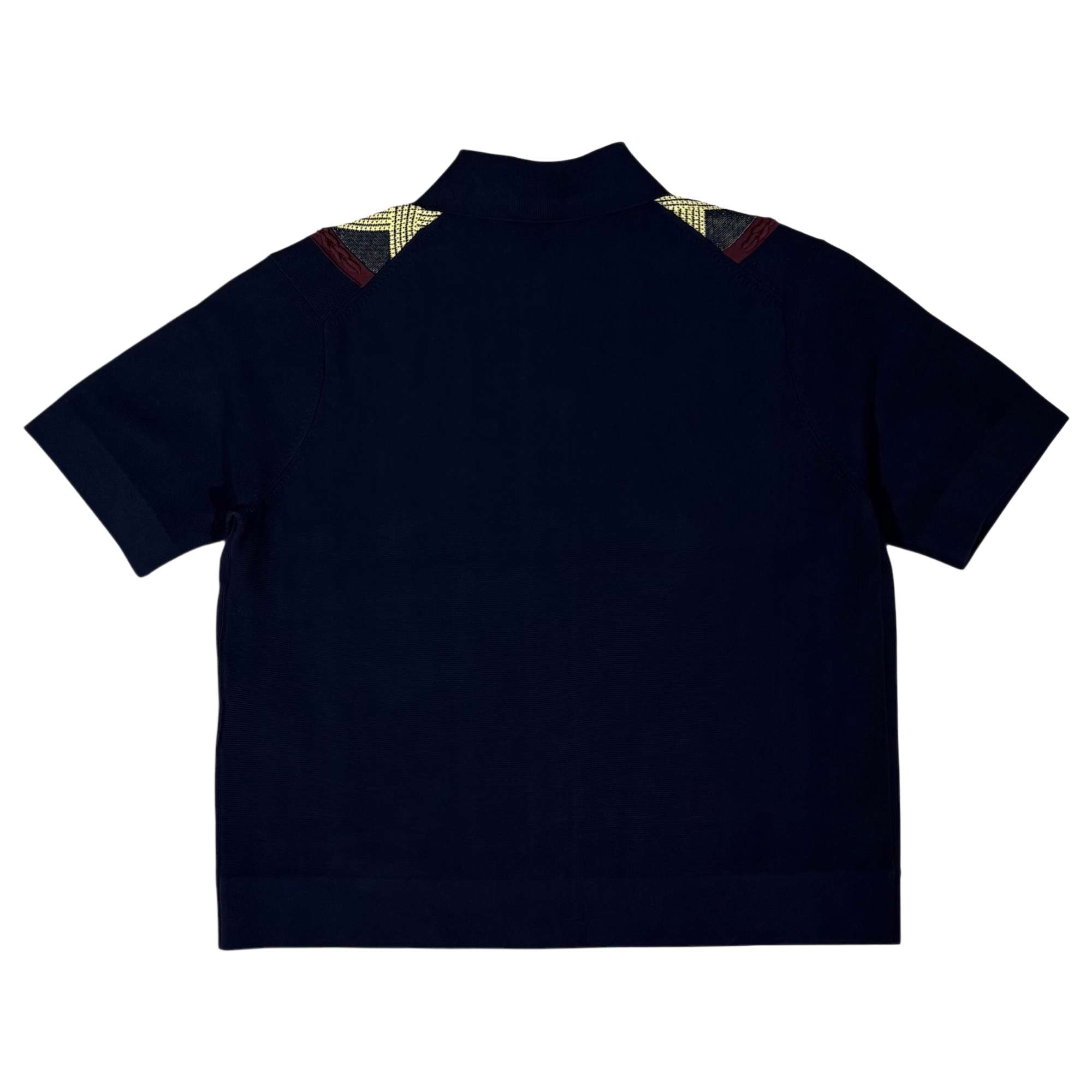 Toga Virilis Embroidered Open Collar Shirt Navy
