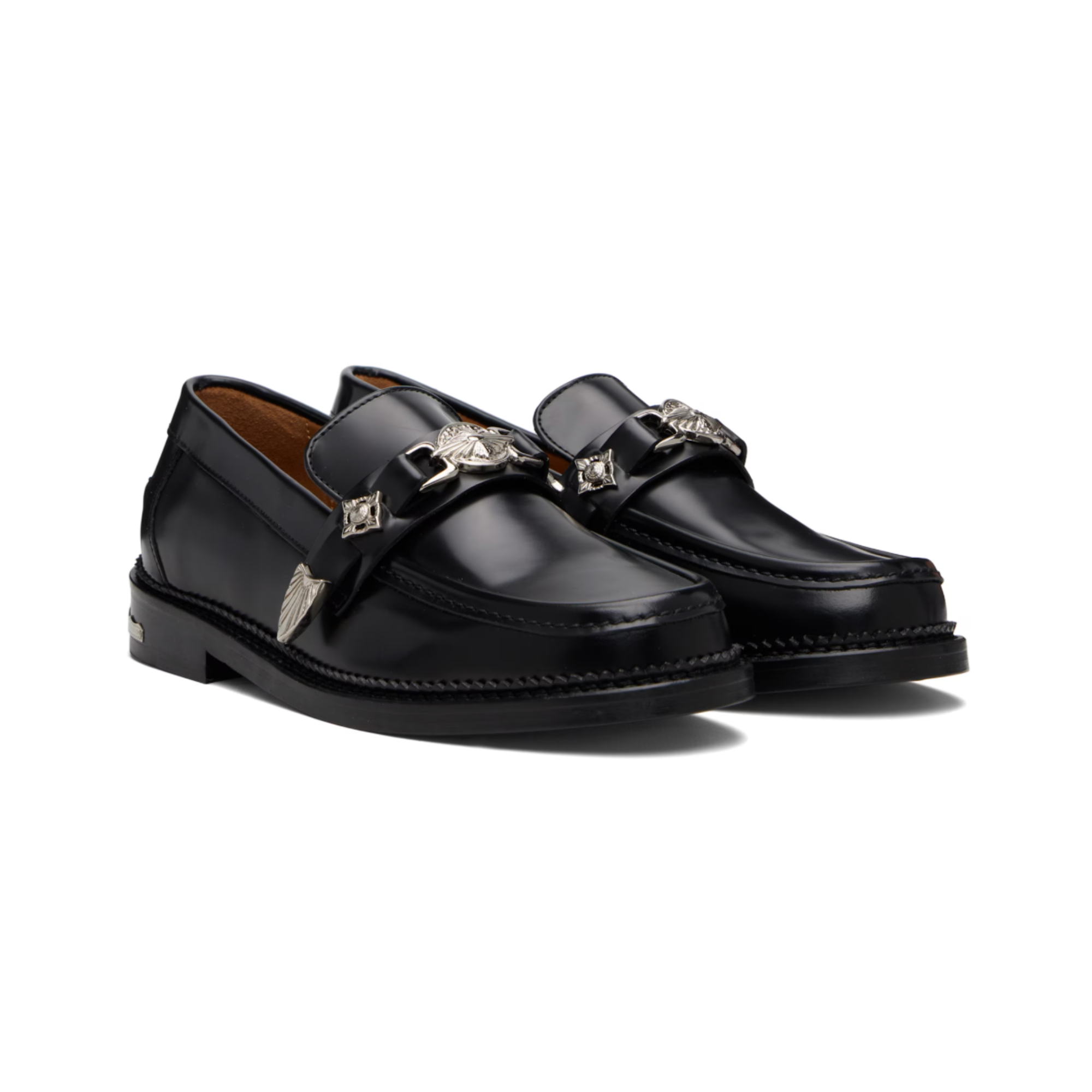 TOGA VIRILIS BLACK HARD LEATHER LOAFERS AJ826
