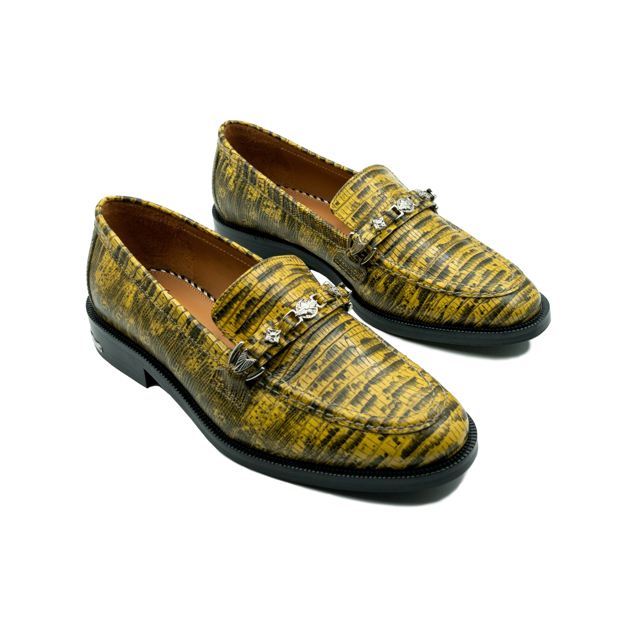 Toga Virilis Yellow Embossed Leather Loafers