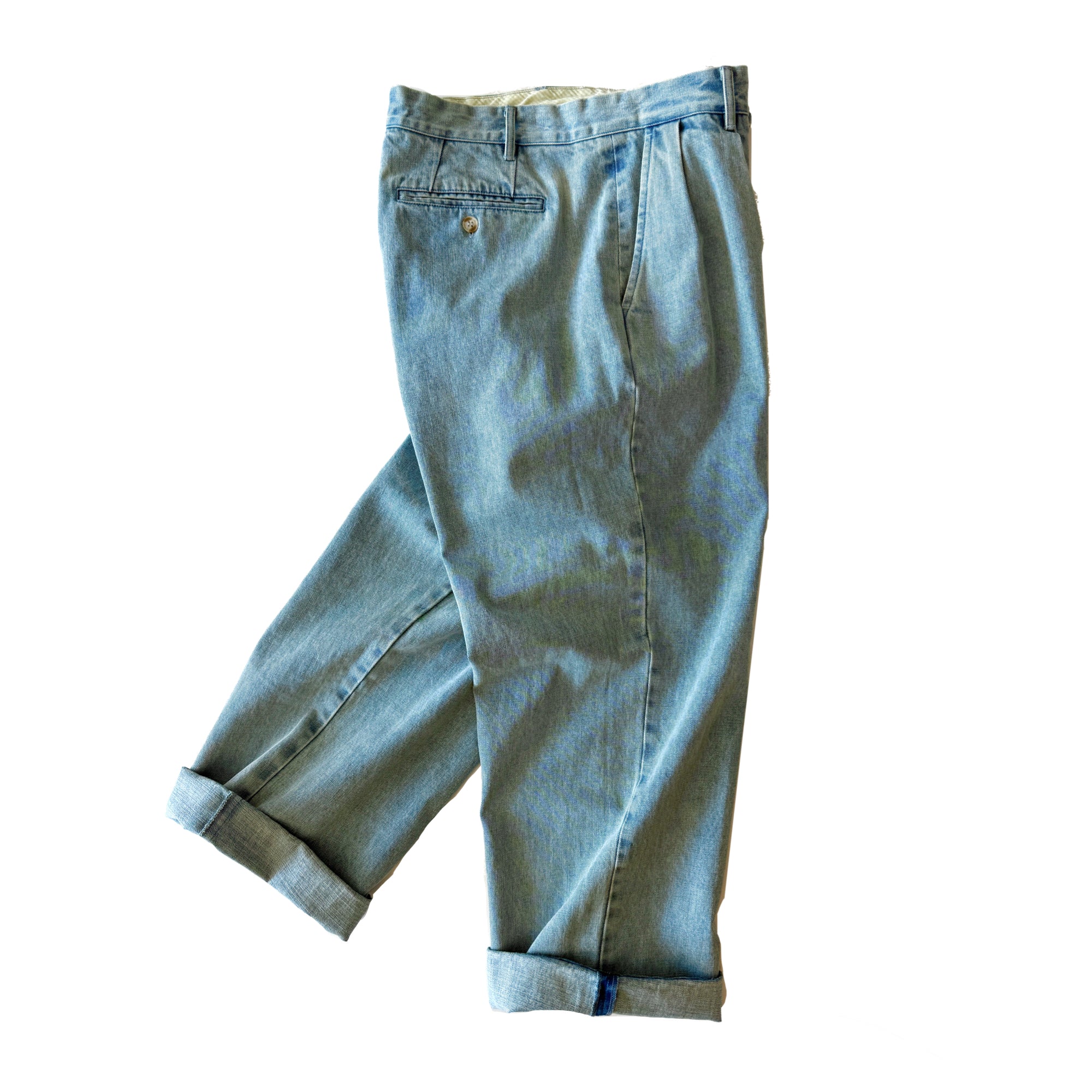 Brother Brother Double Pleated Vintage Washed Denim Trouser