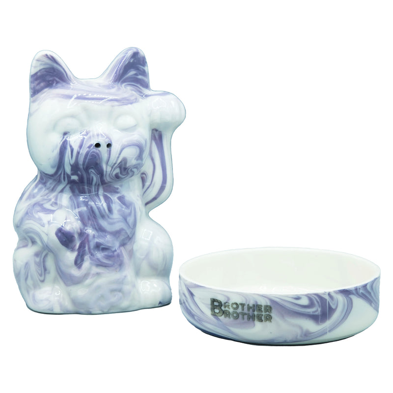 Brother Brother- Lucky Cat Incense Chamber- Purple Swirl